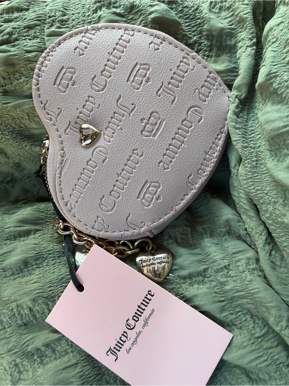 Juicy Couture Light Pink Heart Mini Coin Purse with Gold Charm